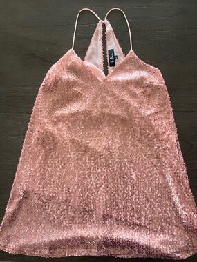 Lulu's Rose Pink Sequin Spaghetti-Strap Mini Dress